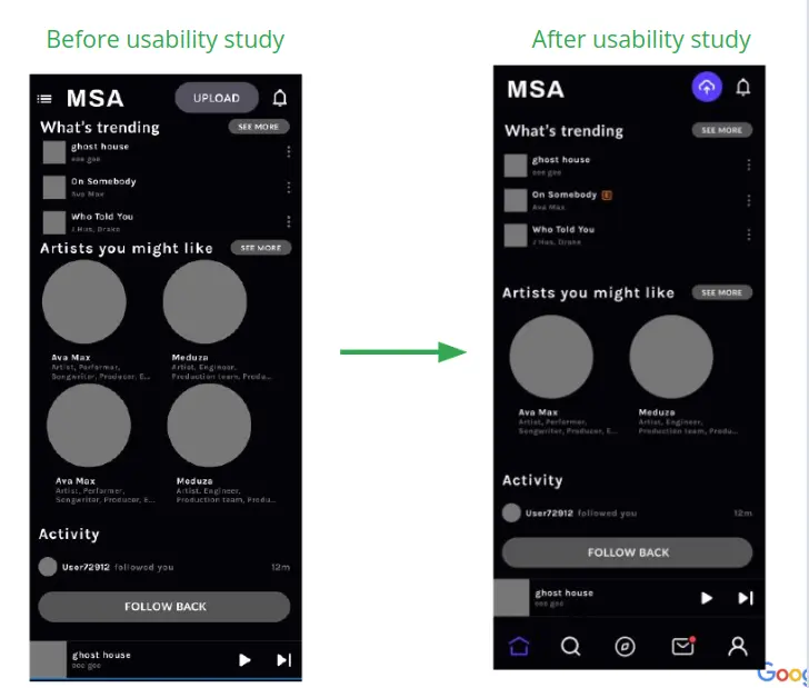 Home Screen before and after